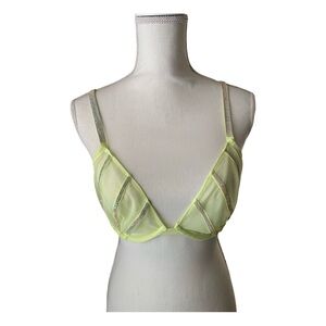 Victoria’s Secret Lime Green Sheer Bra with Silver Beaded Accents Sz 38C NWT
